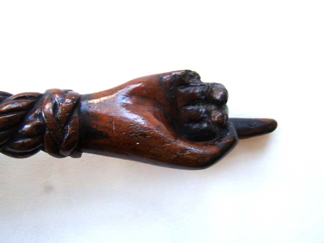 A fine 19th century carved tiller handle with pointed finger terminus — image 5